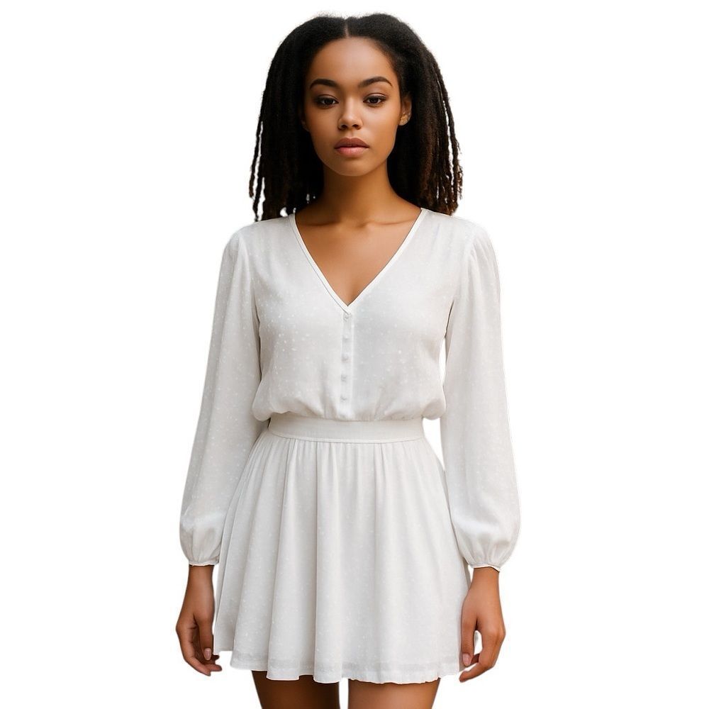 Anna Cate White Caelynn Smocked Long Sleeve Mini Dress |S